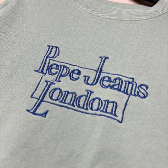 Vintage Pepe Jeans London Sweatshirt M/L Green Crewneck Pullover USA Made - Picture 3 of 13